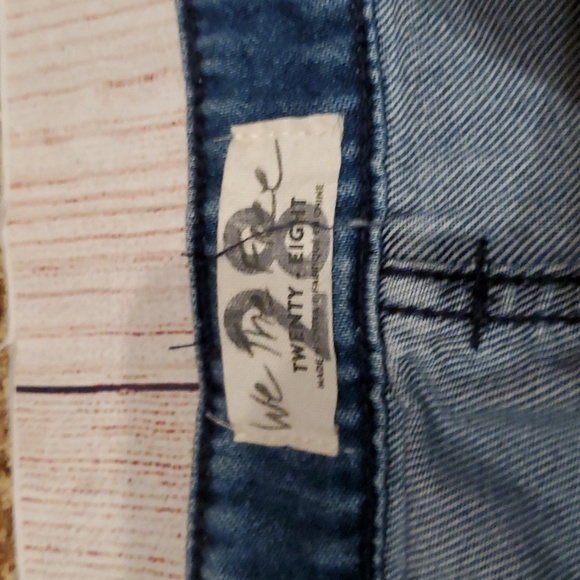 Free People Delphine High Waist Wide Flare Leg Embroidered Blue Jeans Sz 28 - Picture 4 of 14